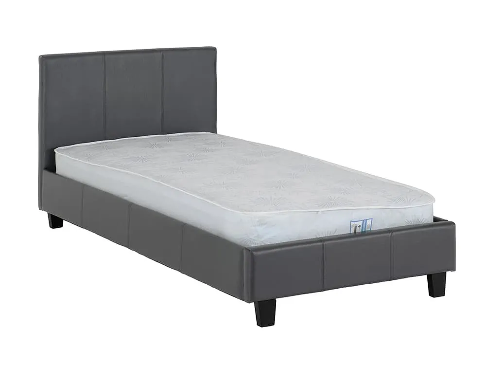 Seconique Prado 3ft Single Grey Faux Leather Bed Frame