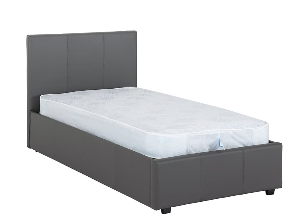 Seconique Prado 3ft Single Grey Faux Leather Ottoman Bed Frame