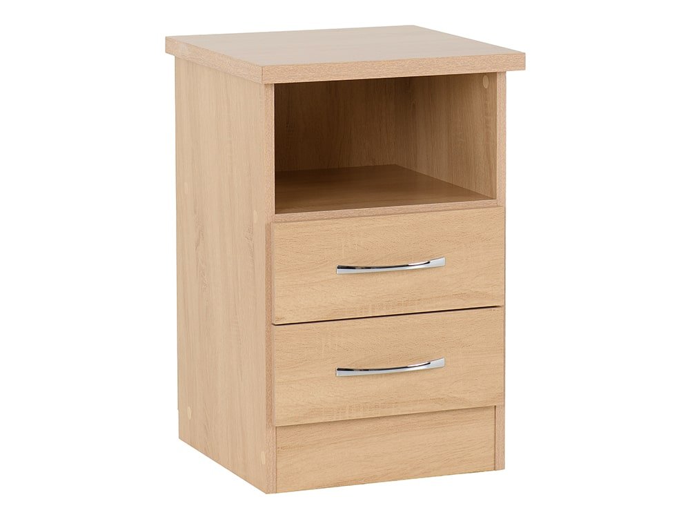 Seconique Nevada Sonoma Oak 2 Drawer Bedside Table Archers Sleepcentre