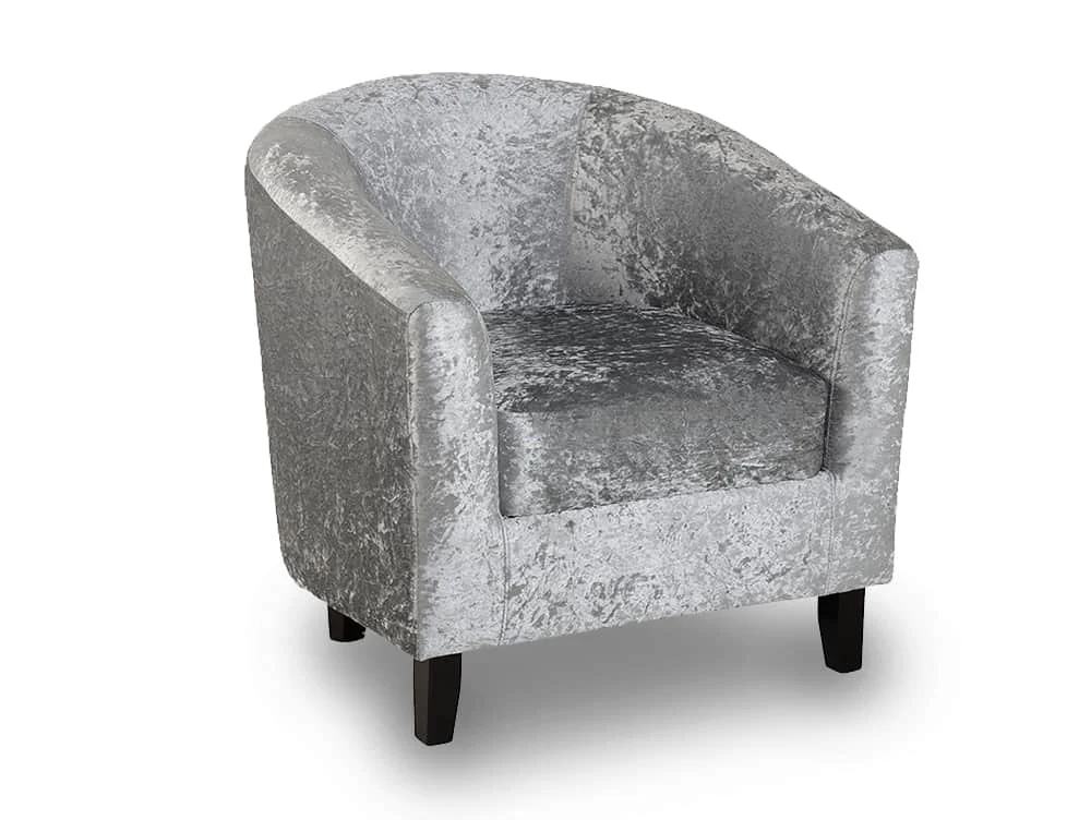 Seconique Seconique Hammond Silver Crushed Velvet Fabric Tub Chair