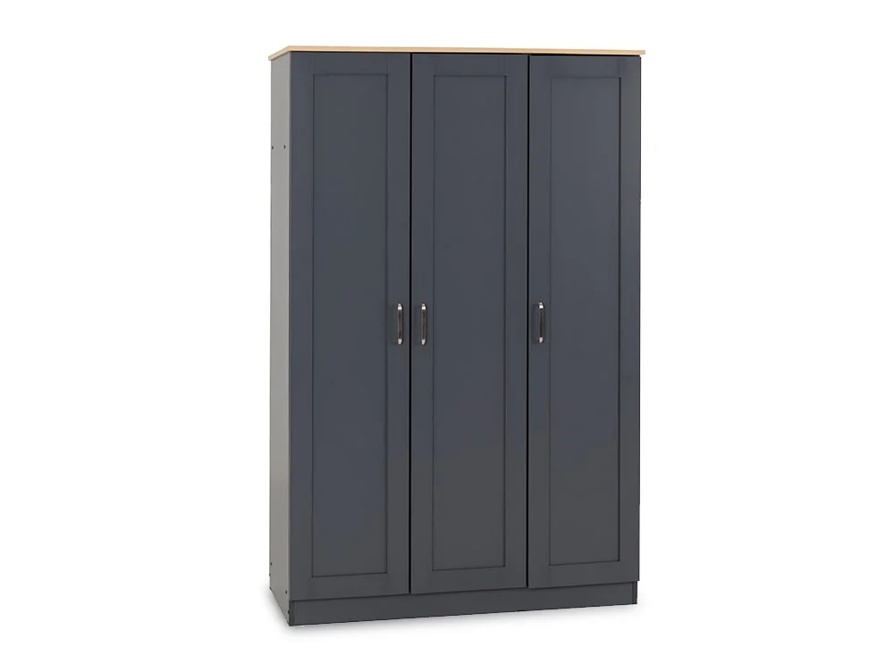 Seconique Seconique Portland Grey and Oak 3 Door Triple Wardrobe
