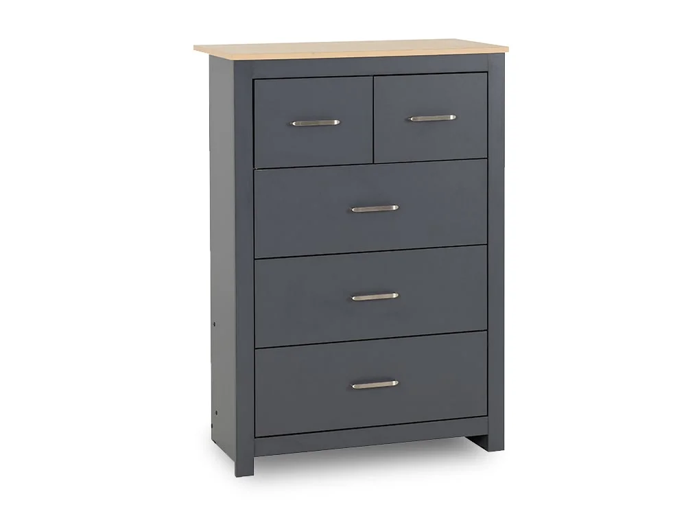 Seconique Seconique Portland Grey and Oak 3+2 Drawer Chest of Drawers