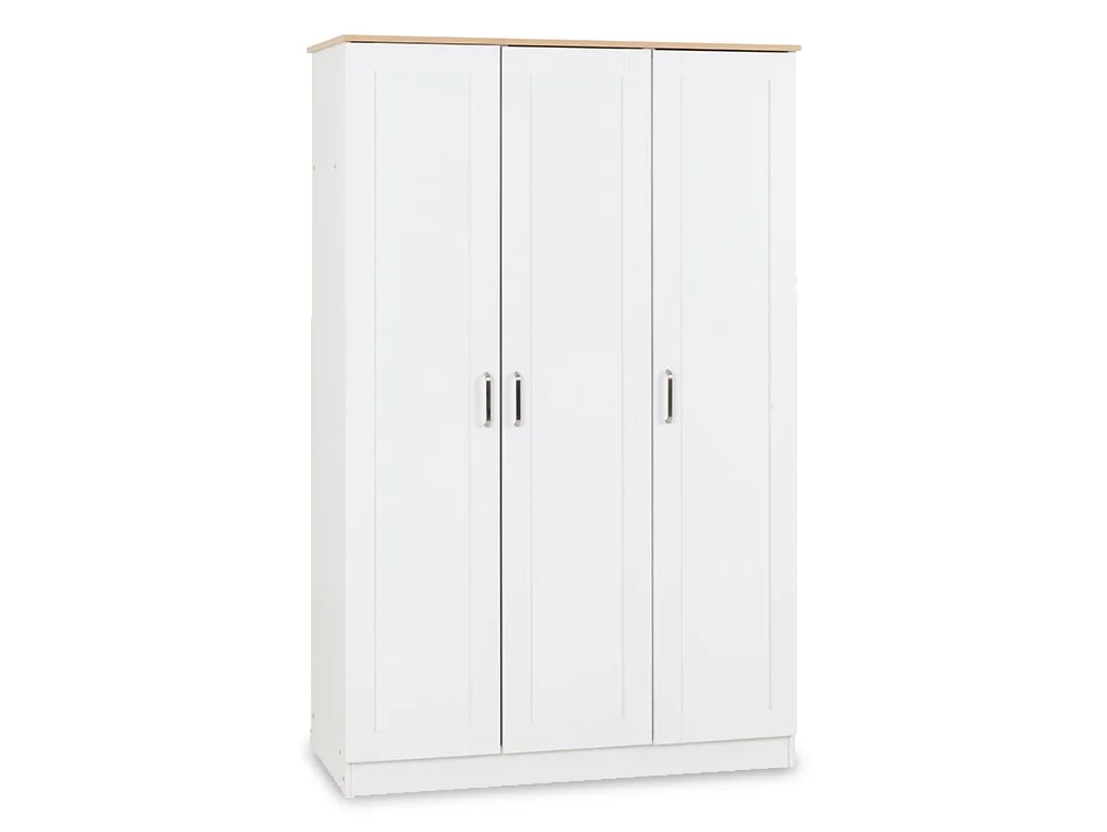 Seconique Seconique Portland White and Oak 3 Door Triple Wardrobe