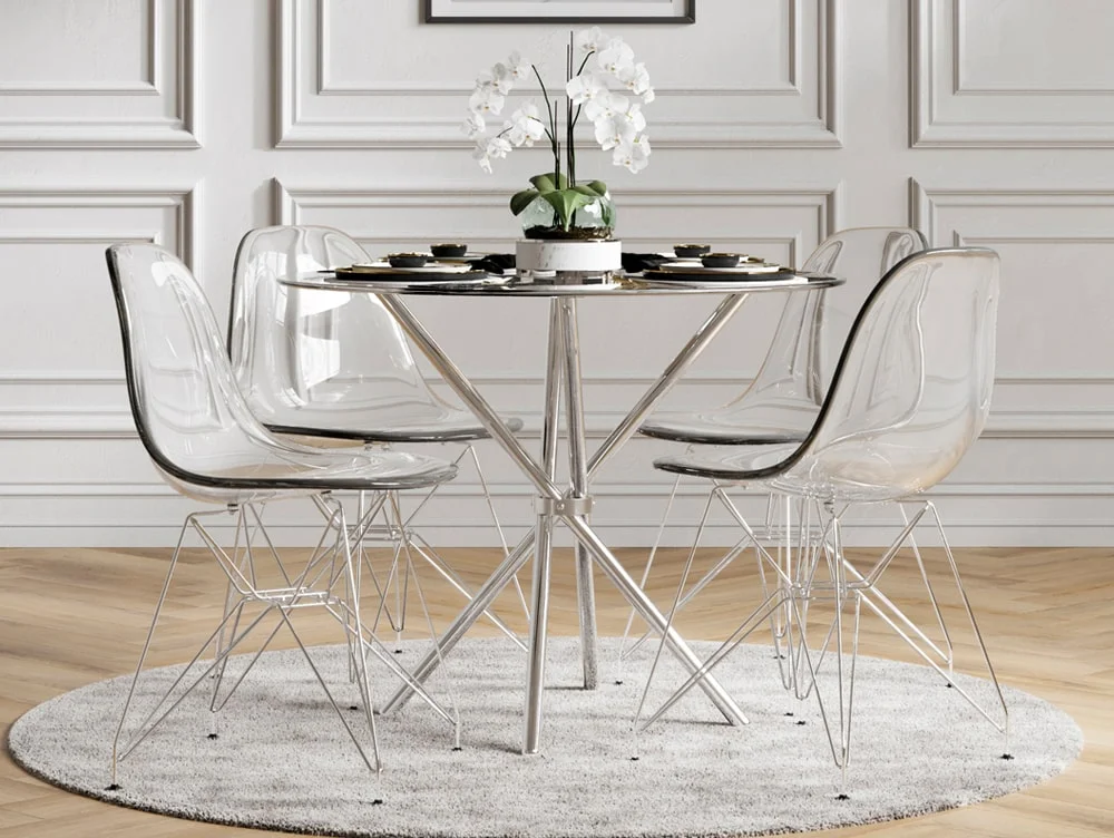 LPD LPD Casa 90cm Glass and Chrome Dining Table