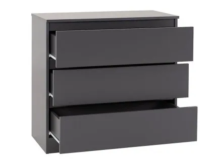 Seconique Malvern Grey 3 Drawer Low Chest of Drawers
