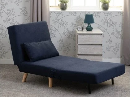 Seconique Astoria Navy Blue Fabric Chair Bed