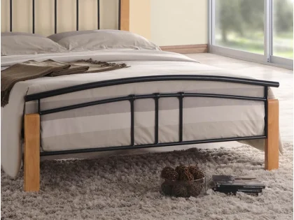 Time Living Tetras 5ft King Size Black and Beech Metal Bed Frame