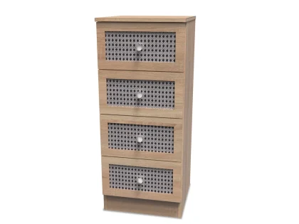 Welcome Rattan Look 4 Drawer Tall Narrow Chest of Drawers (Assembled)