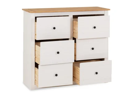 Seconique Panama White and Waxed Pine 3+3 Drawer Chest of Drawers