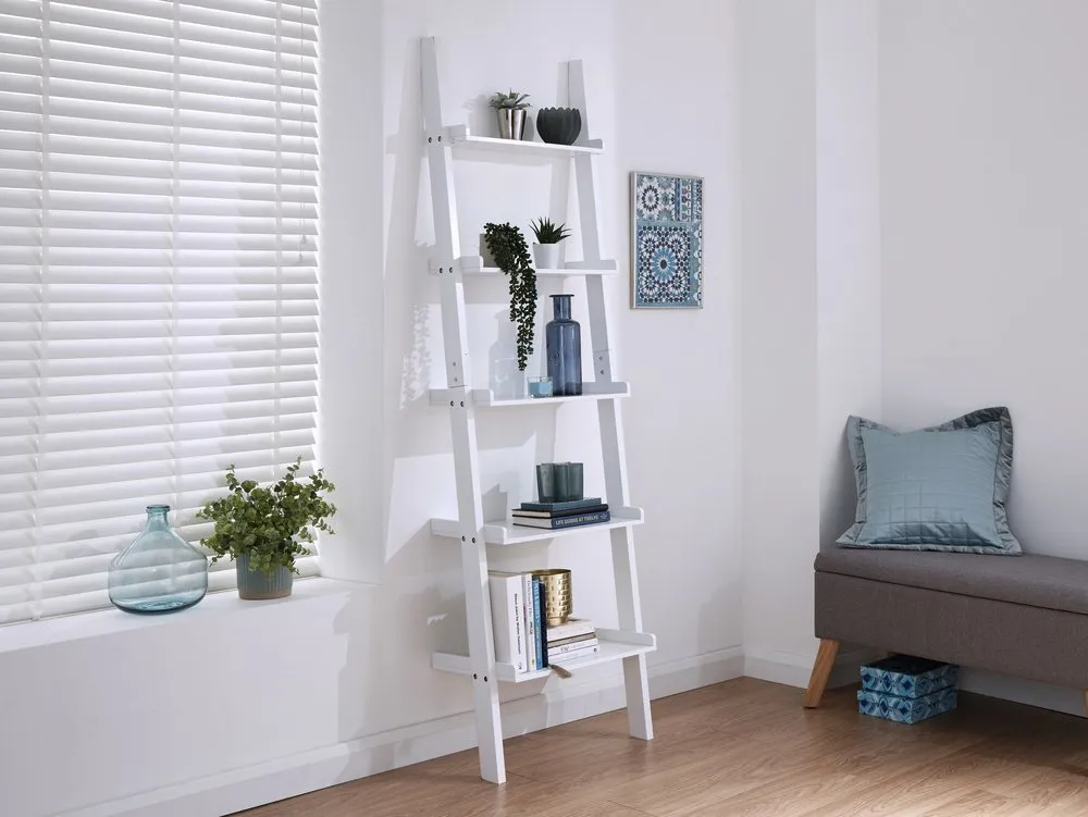 GFW Stockholm Ladder Style 5 Tier White Wall Rack