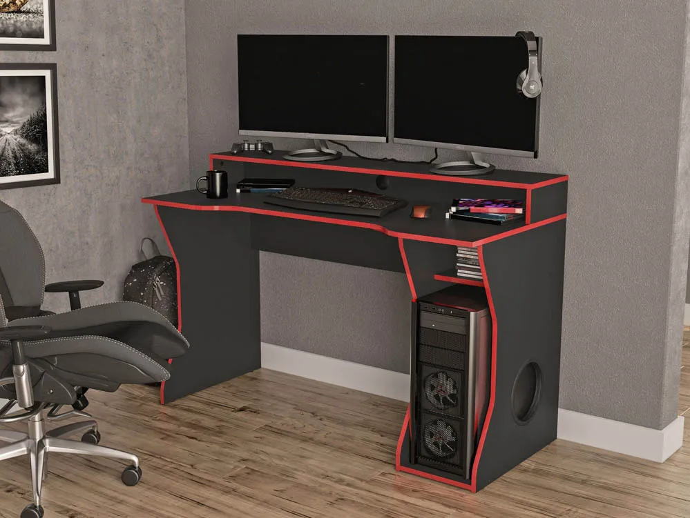 Birlea Enzo Black Red Gaming Computer Desk