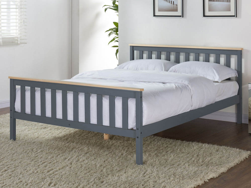 Tgc Woodford 5ft King Size Grey And Pine Wooden Bed Frame Archers