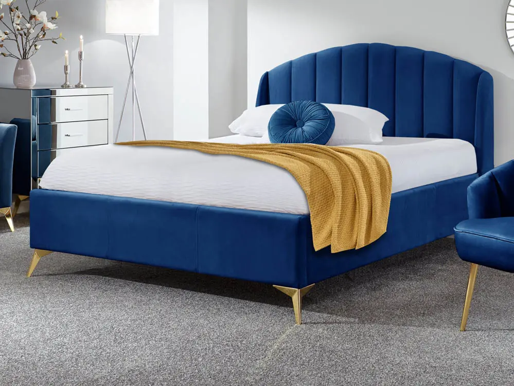 GFW GFW Pettine 5ft King Size Royal Blue Fabric Ottoman Bed Frame