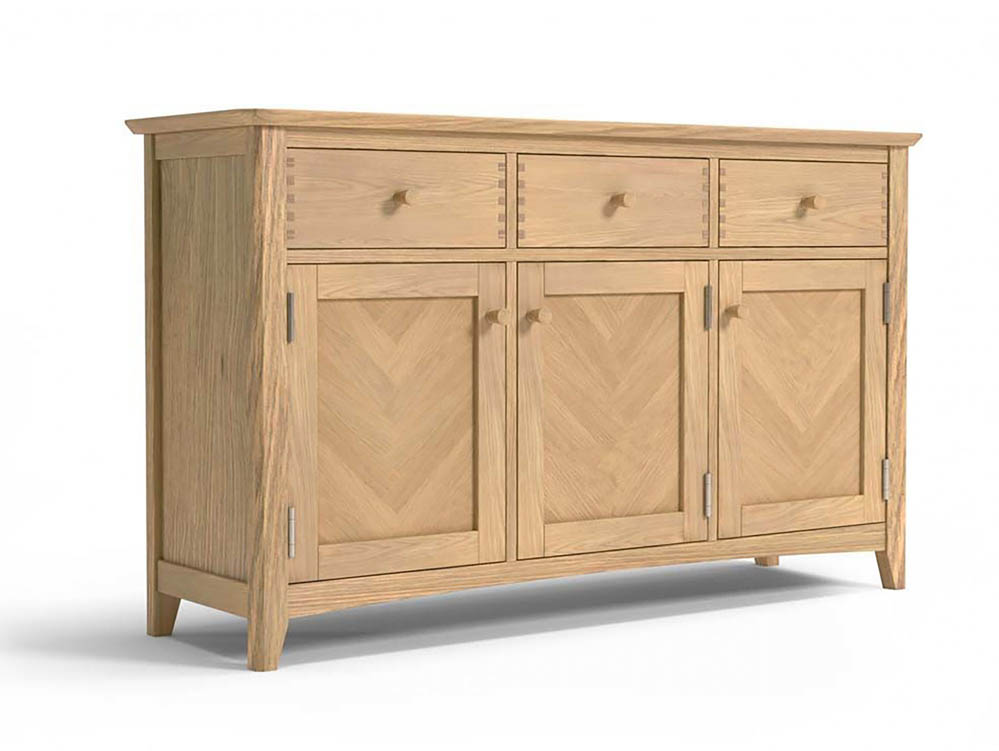 Archers Oslo 3 Door 3 Drawer Light Oak Wooden Sideboard (Assembled ...