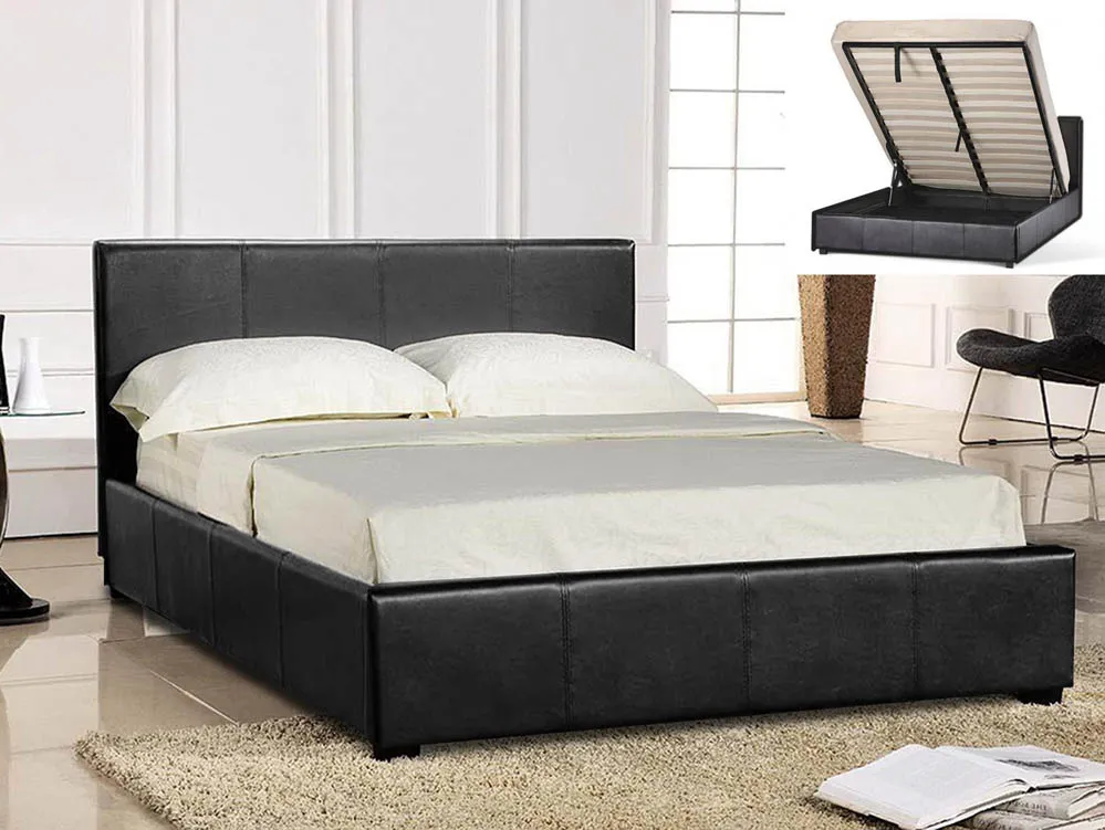 LPD Prado 5ft King Size Black Faux Leather Ottoman Bed Frame