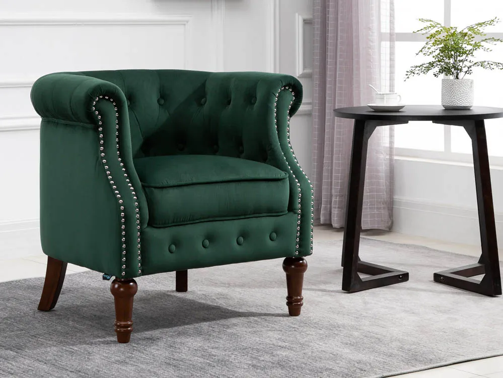 Birlea Furniture & Beds Birlea Freya Green Velvet Fabric Chair