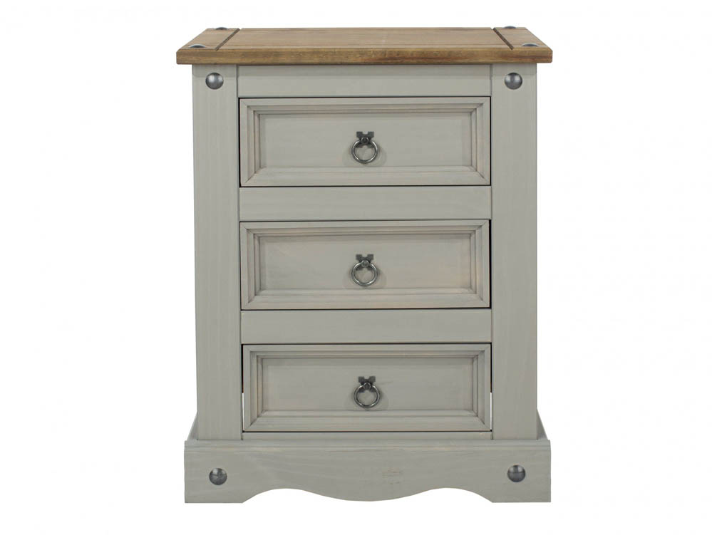 grey and pine bedside table