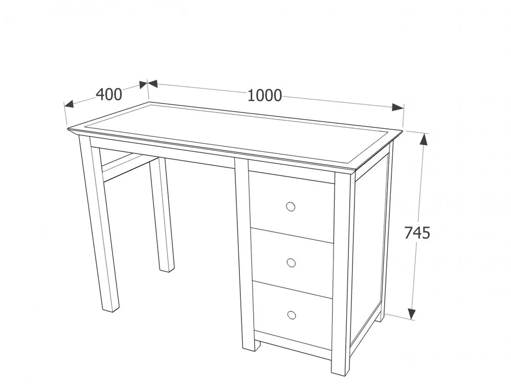 Core Products Core Stirling White Single Pedestal Dressing Table
