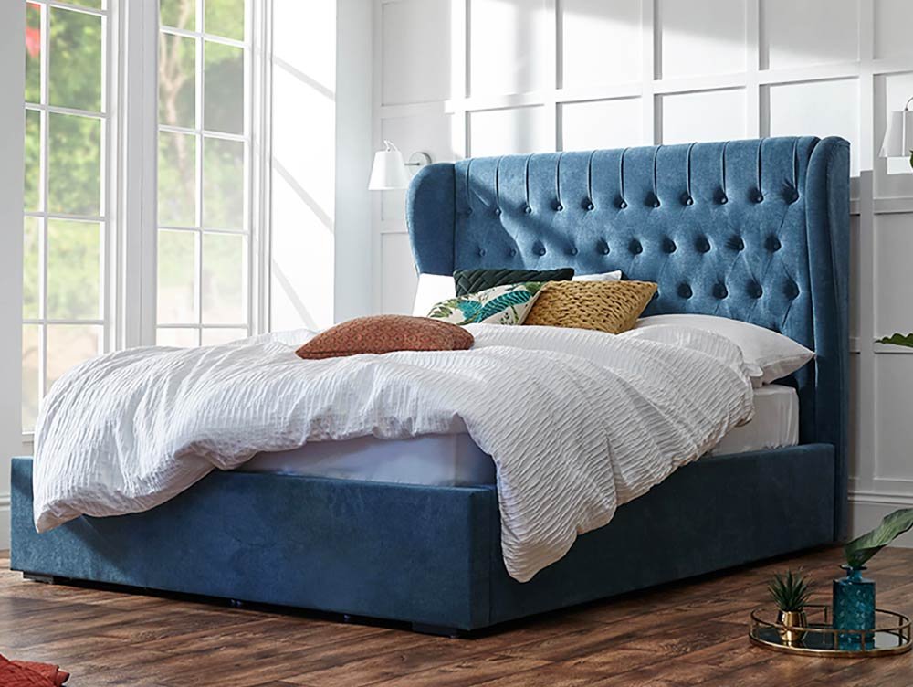 Gfw Dakota 5ft King Size Teal Fabric Ottoman Bed Frame - Archers 