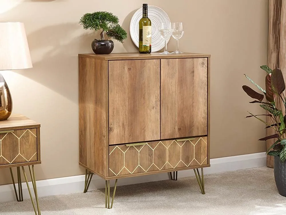 GFW GFW Orleans Mango Effect 2 Door 1 Drawer Wine Cabinet