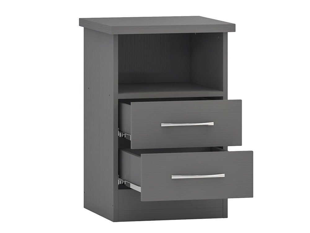 nevada 2 drawer grey bedside table