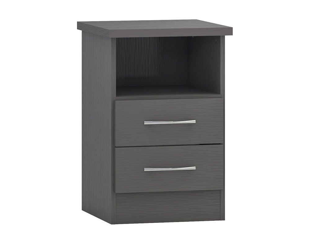 nevada 2 drawer grey bedside table