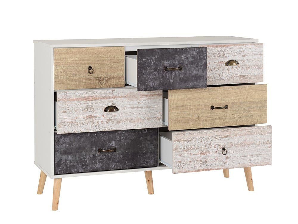 Seconique Nordic White and Oak 7 Drawer Merchant Chest - Archers ...