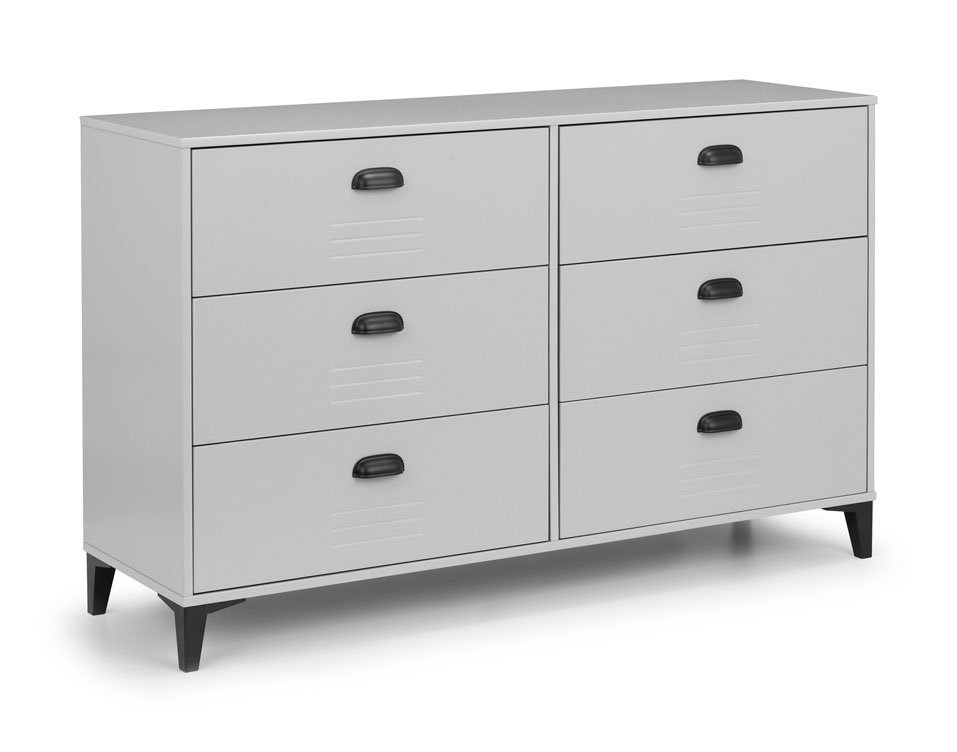 Julian Bowen Lakers 6 Drawer Grey Wide Chest of Drawers - Archers ...