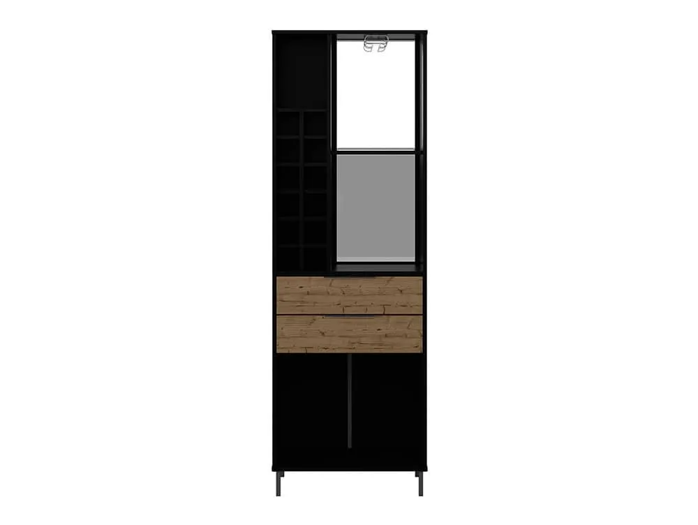 Seconique Seconique Madrid Acacia and Black 2 Drawer Drinks Cabinet