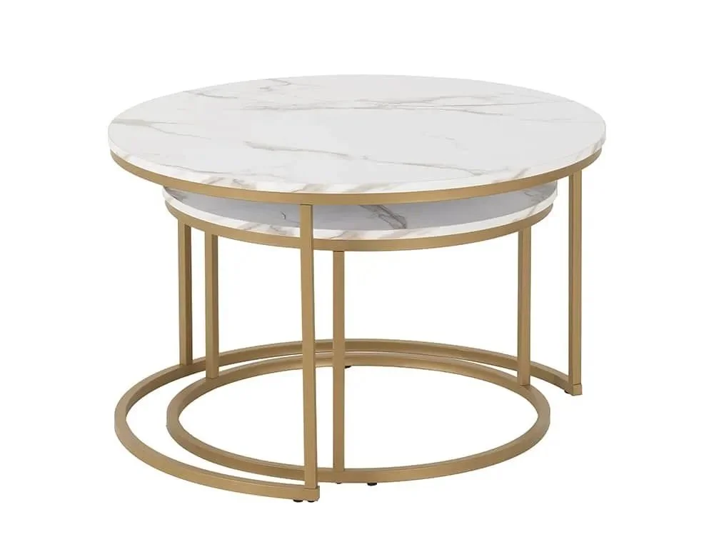 Clearance - Seconique Dallas Marble Effect Round Nest Of Tables