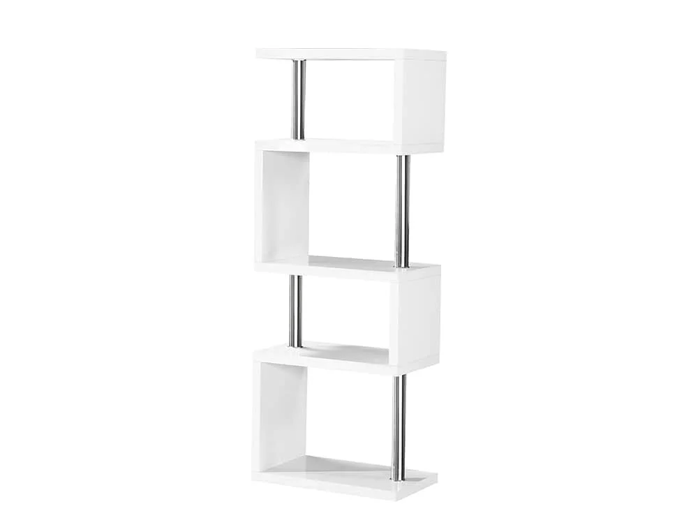 Seconique Seconique Charisma White Gloss and Chrome Tall Shelving Unit