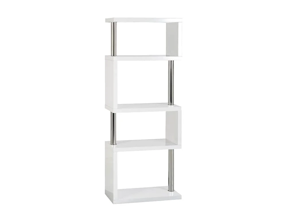 Seconique Seconique Charisma White Gloss and Chrome Tall Shelving Unit