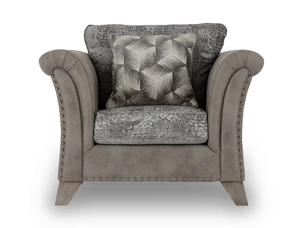 Seconique Seconique Grace Grey and Silver Fabric Arm Chair