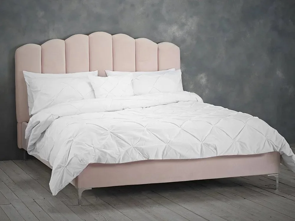 LPD Clearance - LPD Willow 4ft6 Double Pink Velvet Fabric Bed Frame