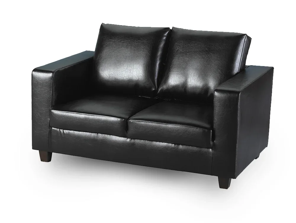 Seconique Clearance - Seconique Tempo Black Faux Leather 2 Seater Sofa