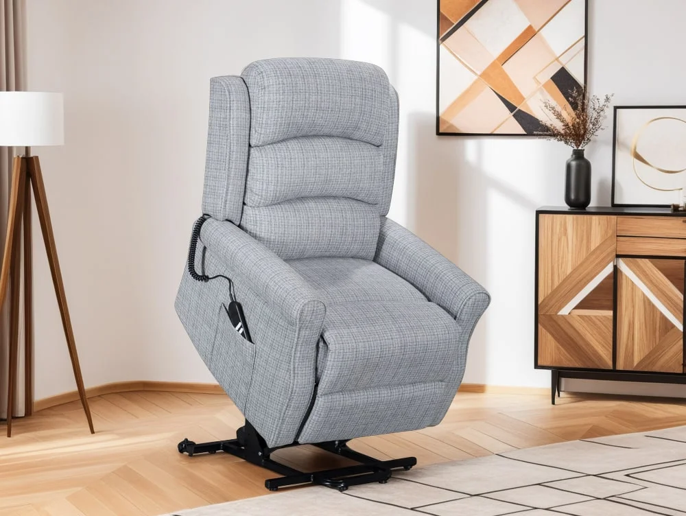 Kyoto Kyoto Baxter Dual Motor Grey Chenille Fabric Riser Recliner Chair