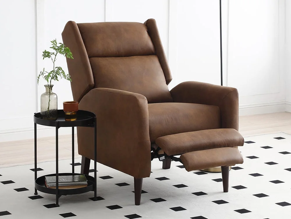 Kyoto Kyoto Stanley Brown Faux Leather Recliner Chair