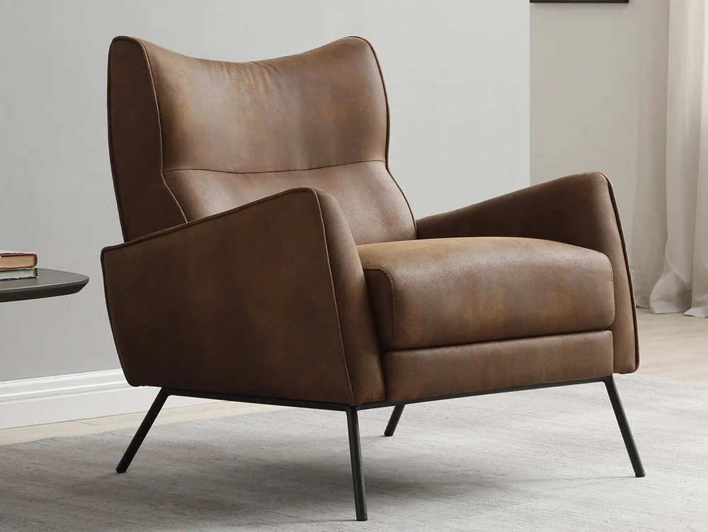 Kyoto Kyoto Chloe Brown Leather Accent Chair