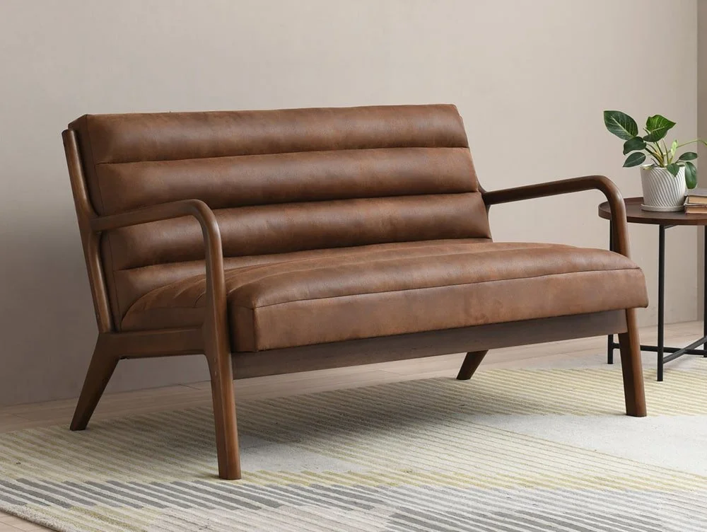 Kyoto Kyoto Inca Brown Faux Leather 2 Seater Sofa