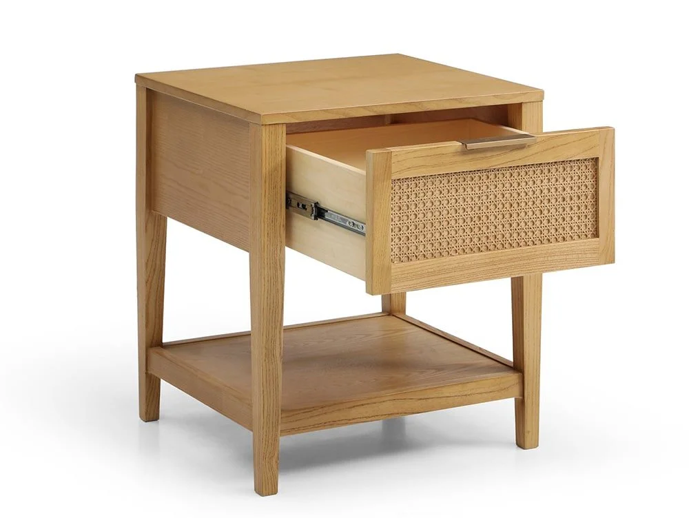 Kyoto Kyoto Max Rattan and Oak 1 Drawer Bedside Table