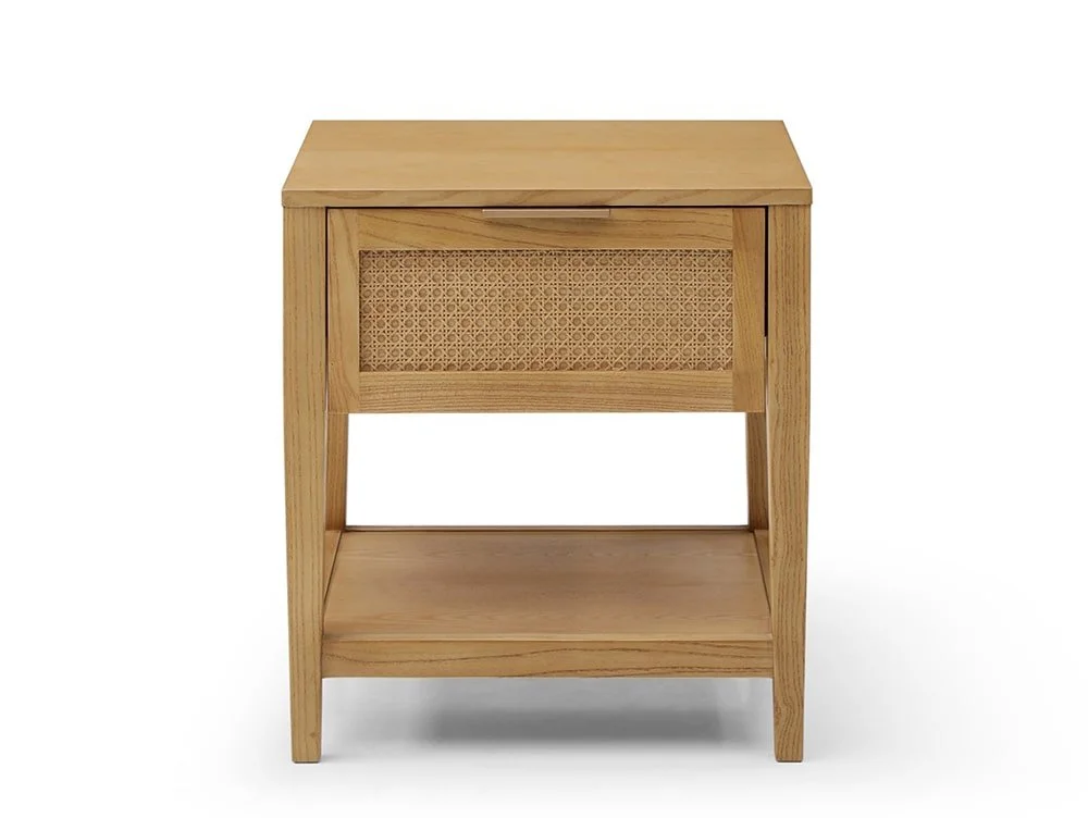 Kyoto Kyoto Max Rattan and Oak 1 Drawer Bedside Table