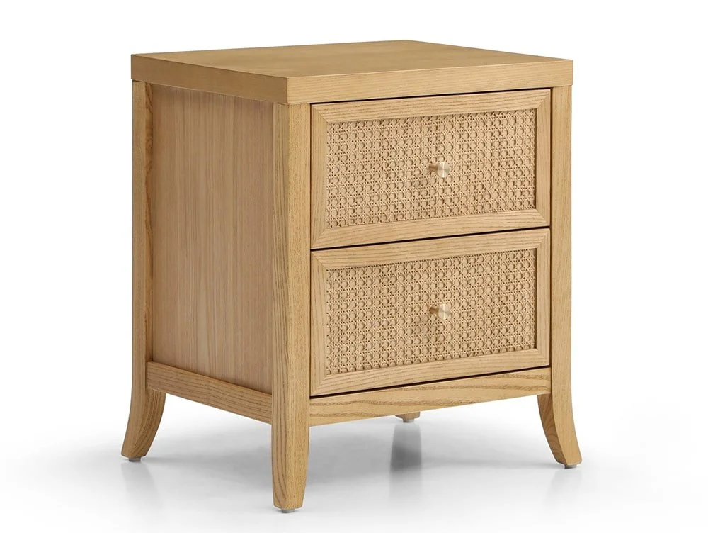 Kyoto Kyoto Zach Rattan and Oak 2 Drawer Bedside Table