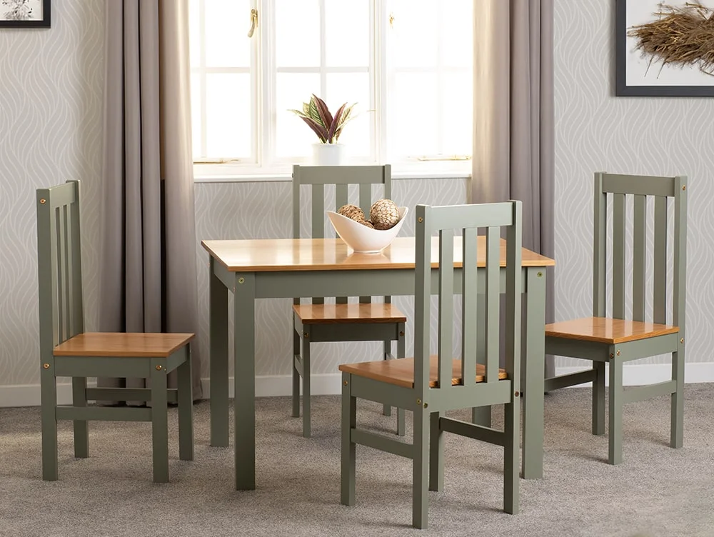 Seconique Seconique Ludlow Green and Oak Dining Table and 4 Chair Set