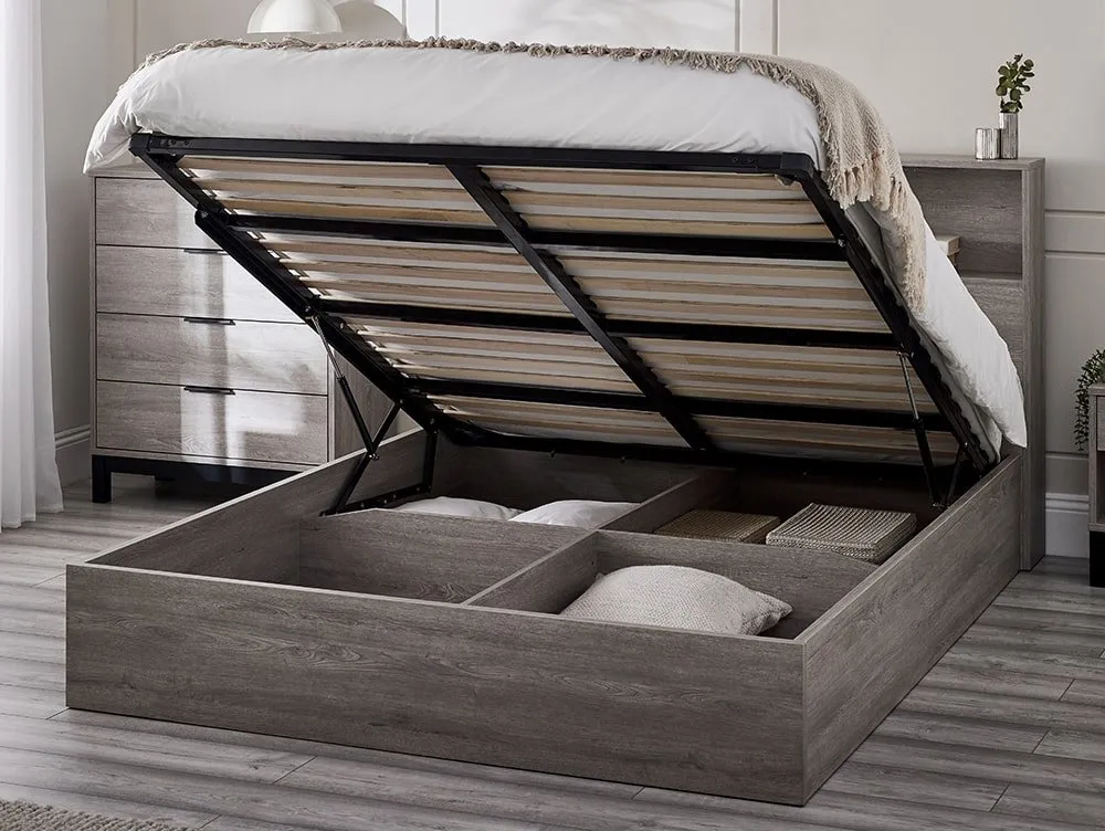 Julian Bowen Julian Bowen Bali Bookcase 3ft Single Grey Wooden Ottoman Bed Frame