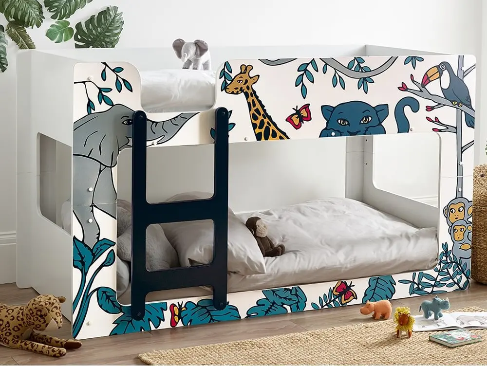 Julian Bowen Julian Bowen Safari 3ft Single Jungle Print Wooden Bunk Bed Frame