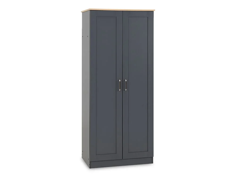 Seconique Clearance - Seconique Portland Grey and Oak 2 Door Double Wardrobe