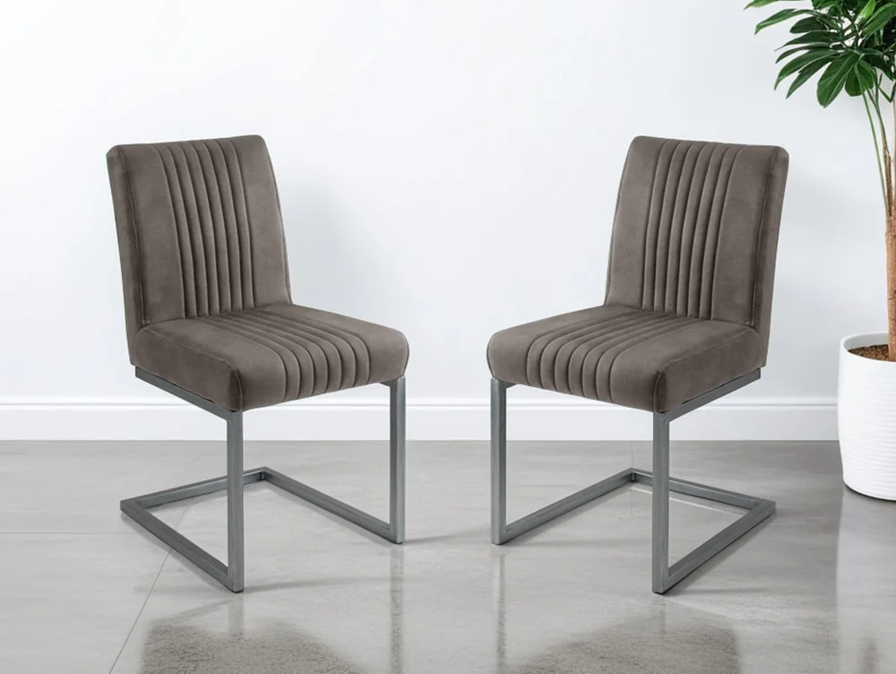 Julian Bowen Julian Bowen Brooklyn Set of 2 Charcoal Grey Faux Suede Dining Chairs