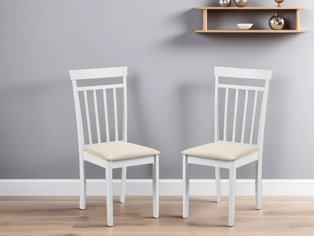 Julian Bowen Julian Bowen Coast Set of 2 White Wooden Dining Chairs