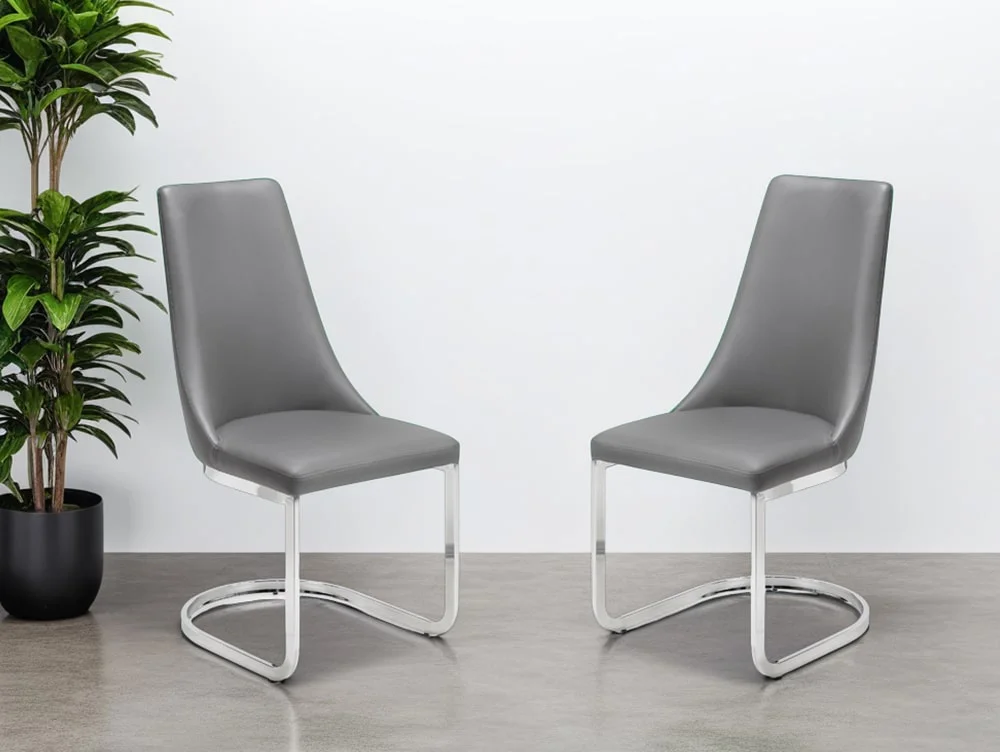 Julian Bowen Julian Bowen Como Set of 2 Grey Faux Leather Dining Chairs