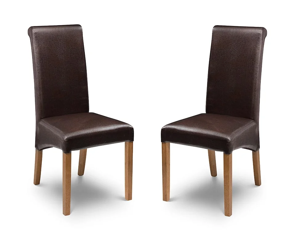 Julian Bowen Julian Bowen Cuba Set of 2 Brown Faux Leather Dining Chairs